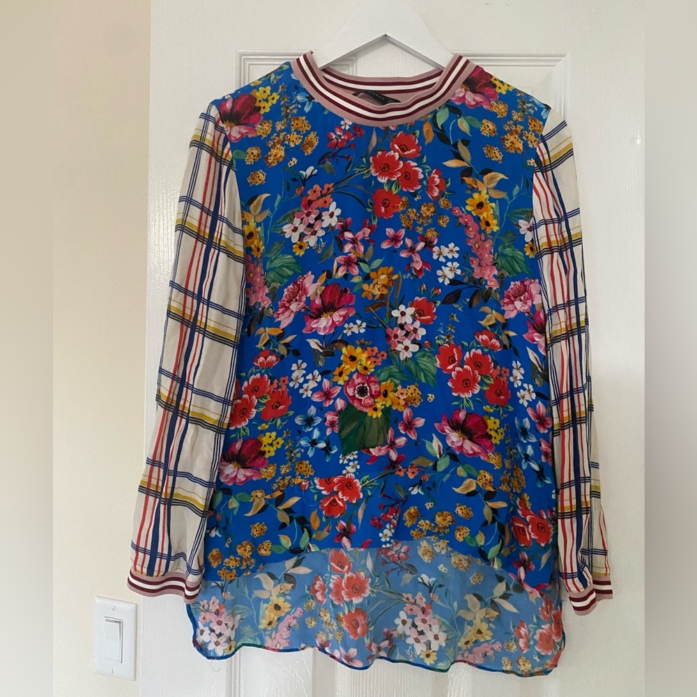 Zara Long Sleeve Floral Blouse Size S